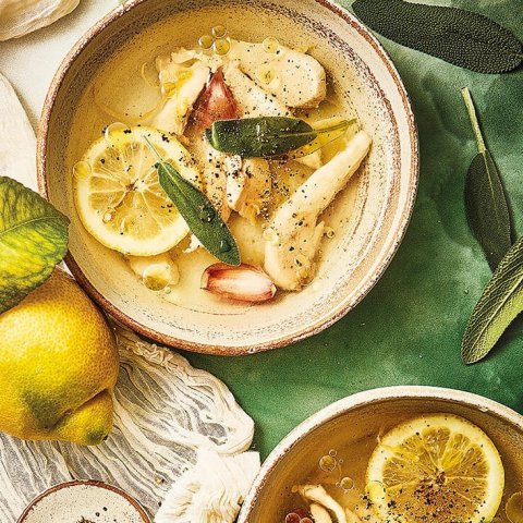 bowls of chicken soup