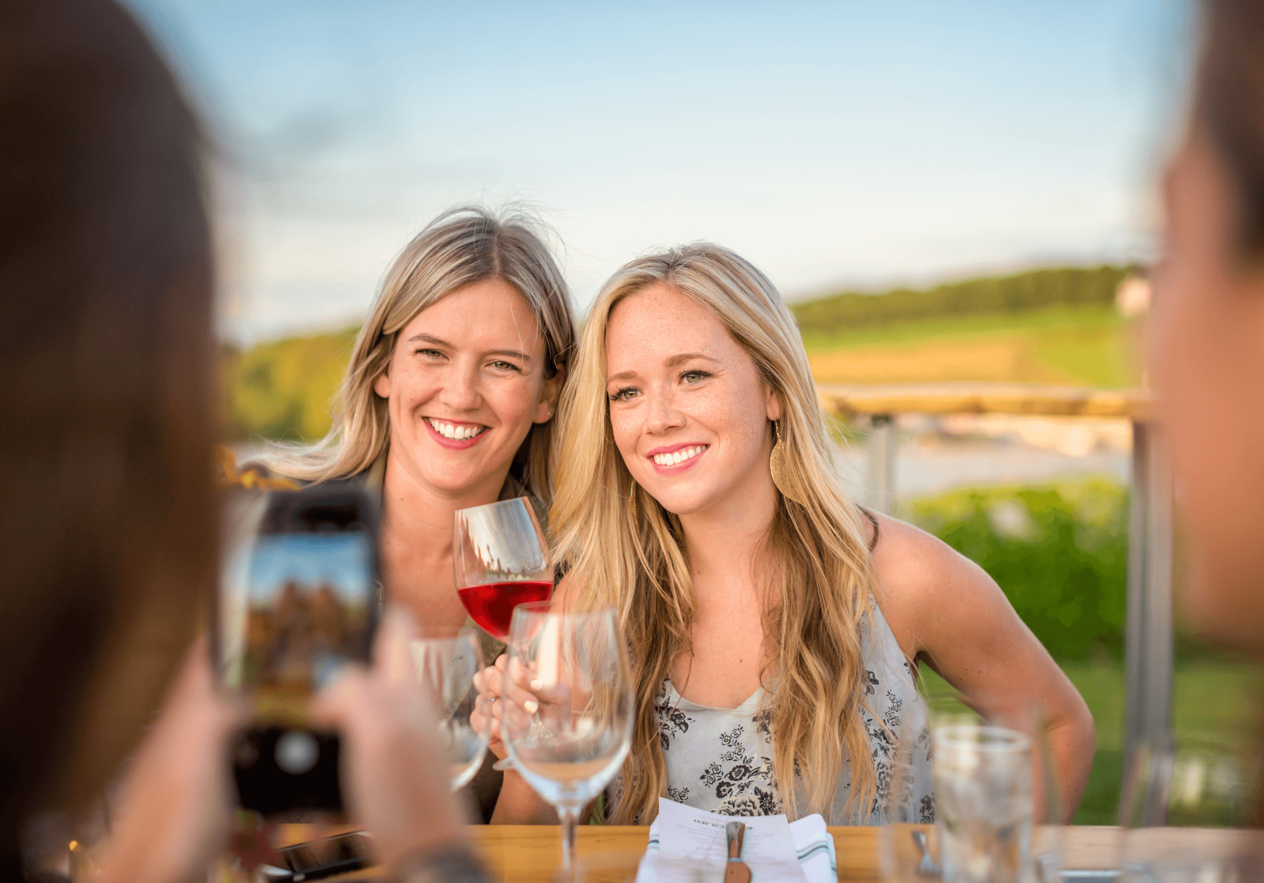 Two women with wine glass