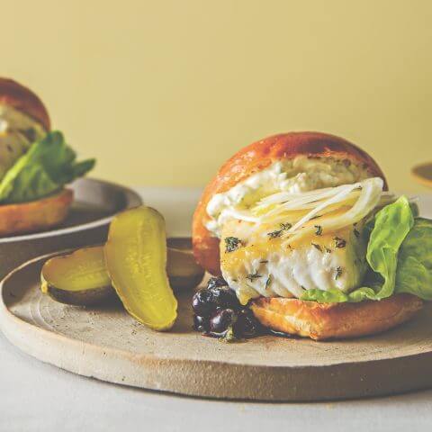 Recipe image of Canadian Chef Ned Bell's Halibut Burger
