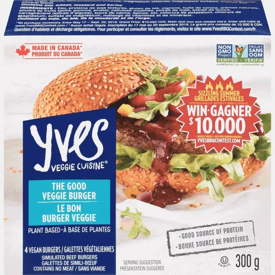 Packaging shot of the Good Veggie Burger from Yeves