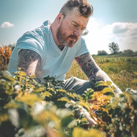 photo of man in field