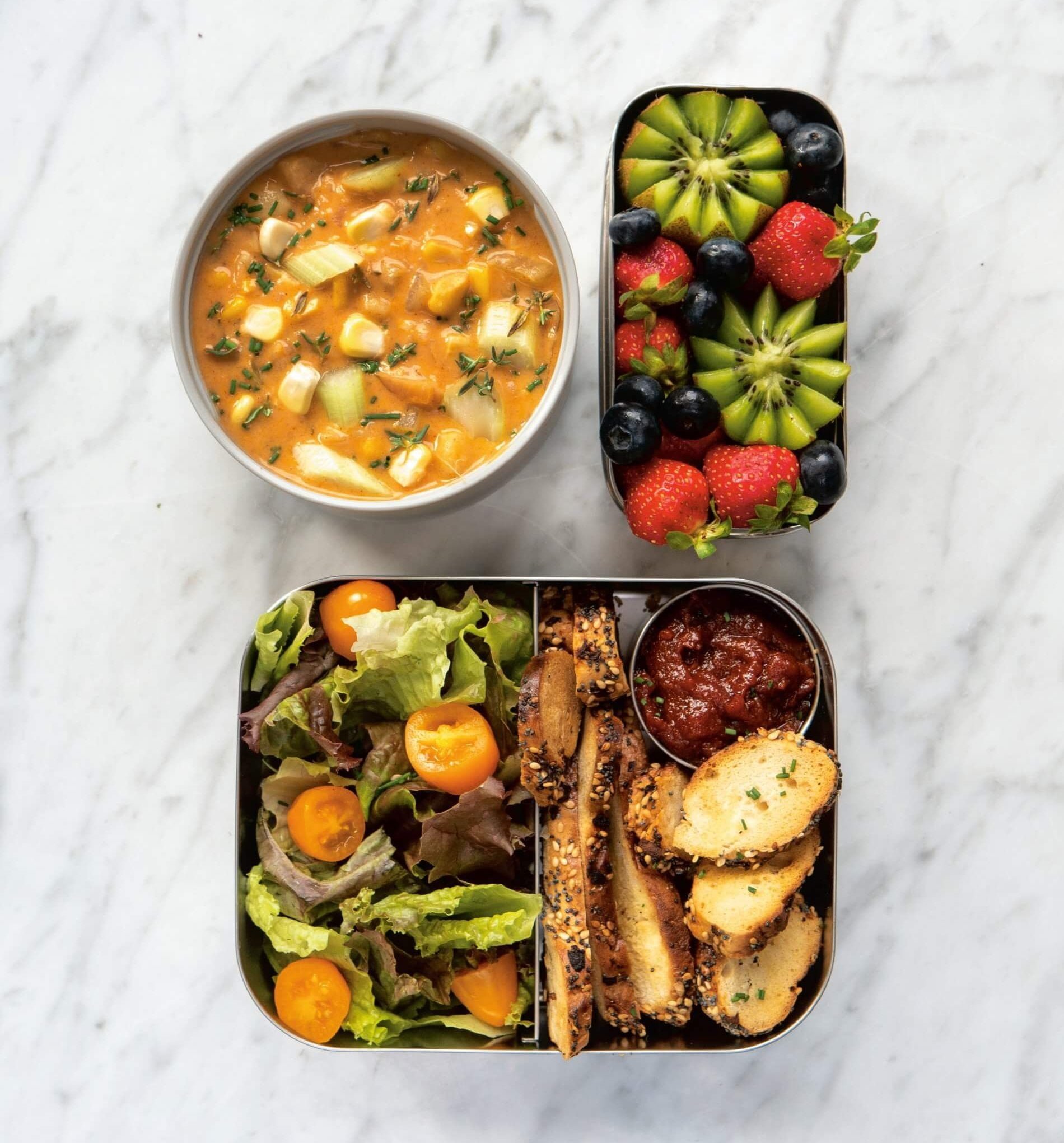 photo of soup and salad