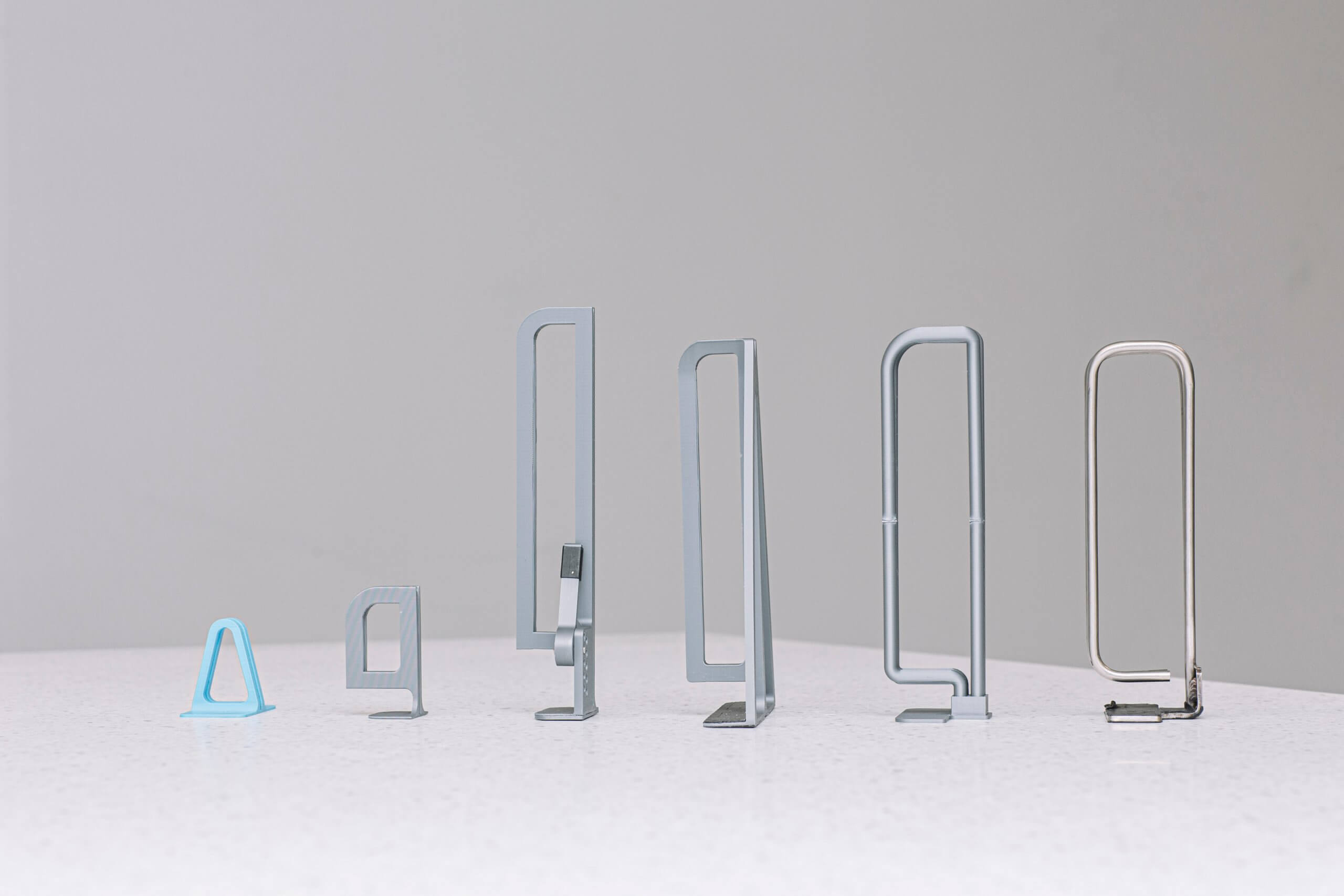 A line of metal devices in increasing size