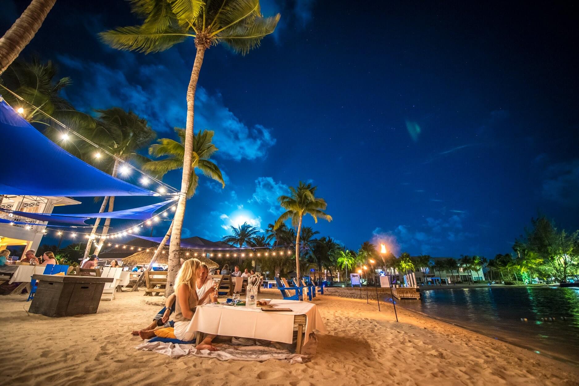 A beach party at nighttime
