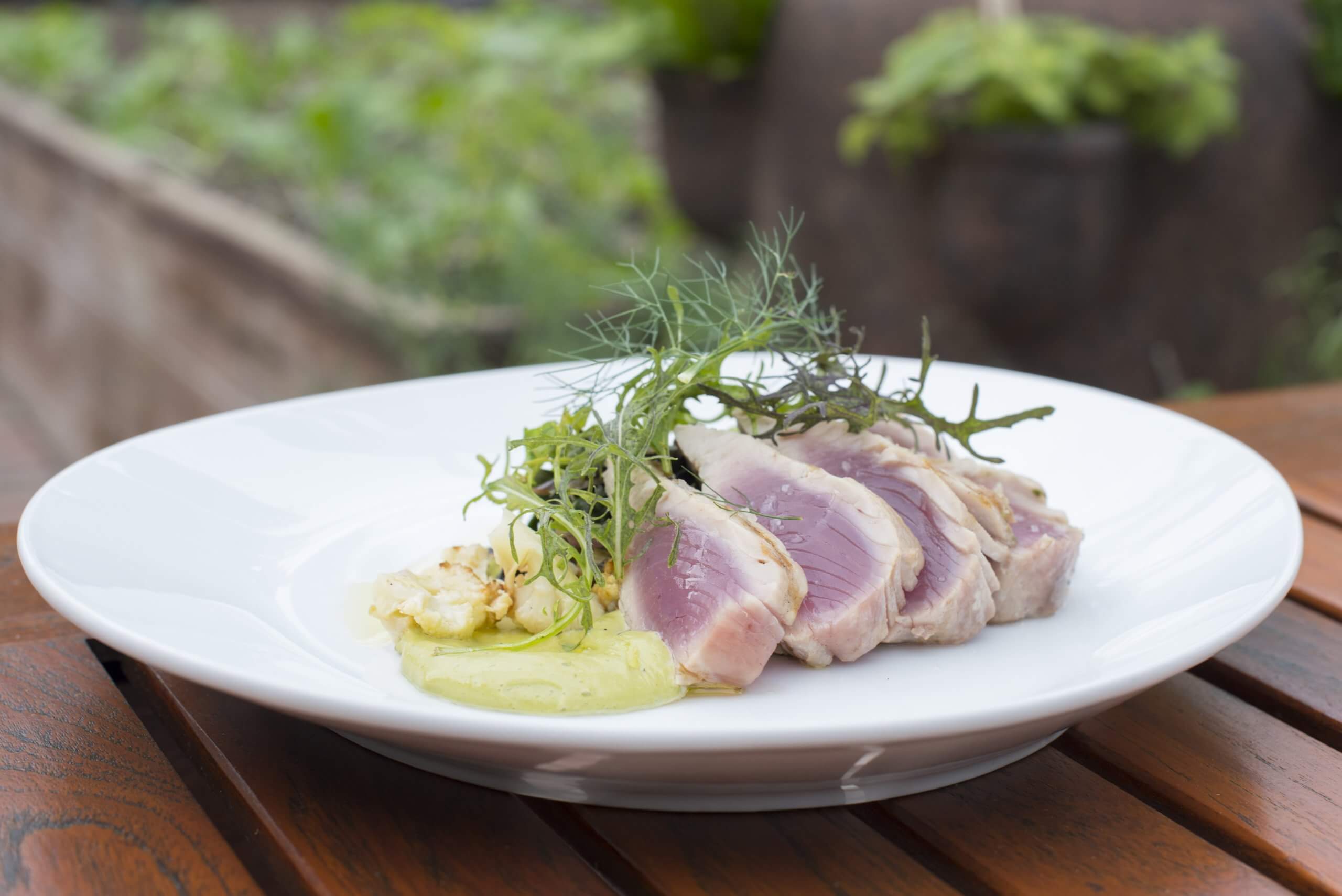 seared tuna on plate