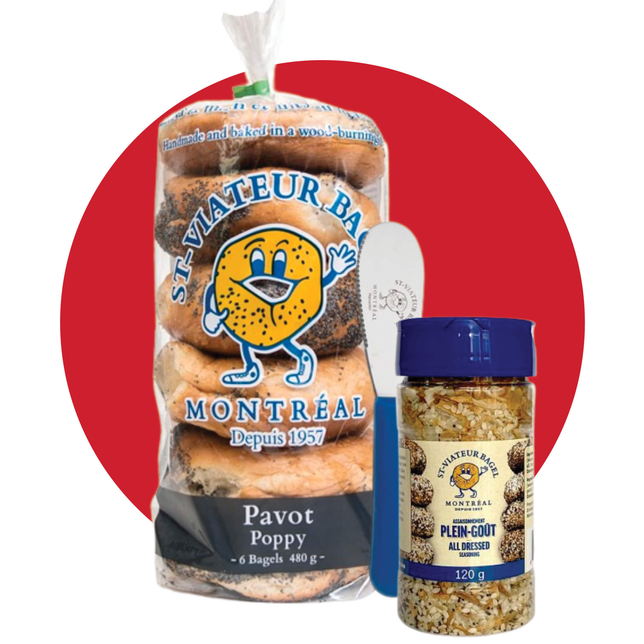 bag of bagels and jar of spices