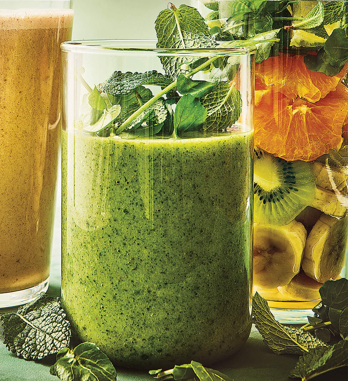 Green smoothie in glass