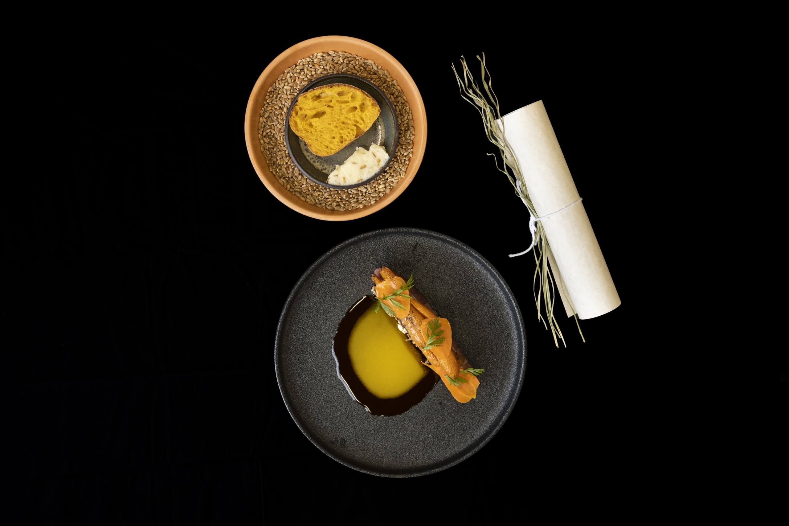 plates on black background