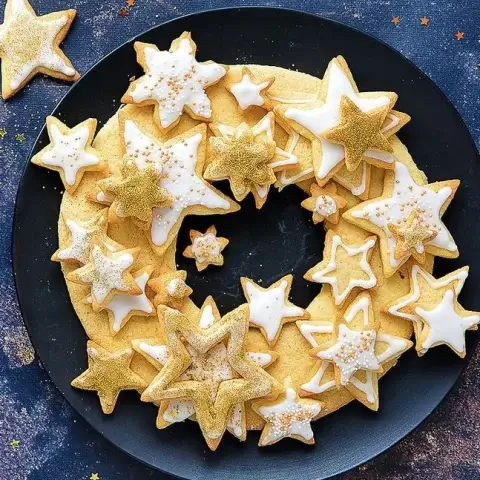 A wreath made of star-shaped cookies