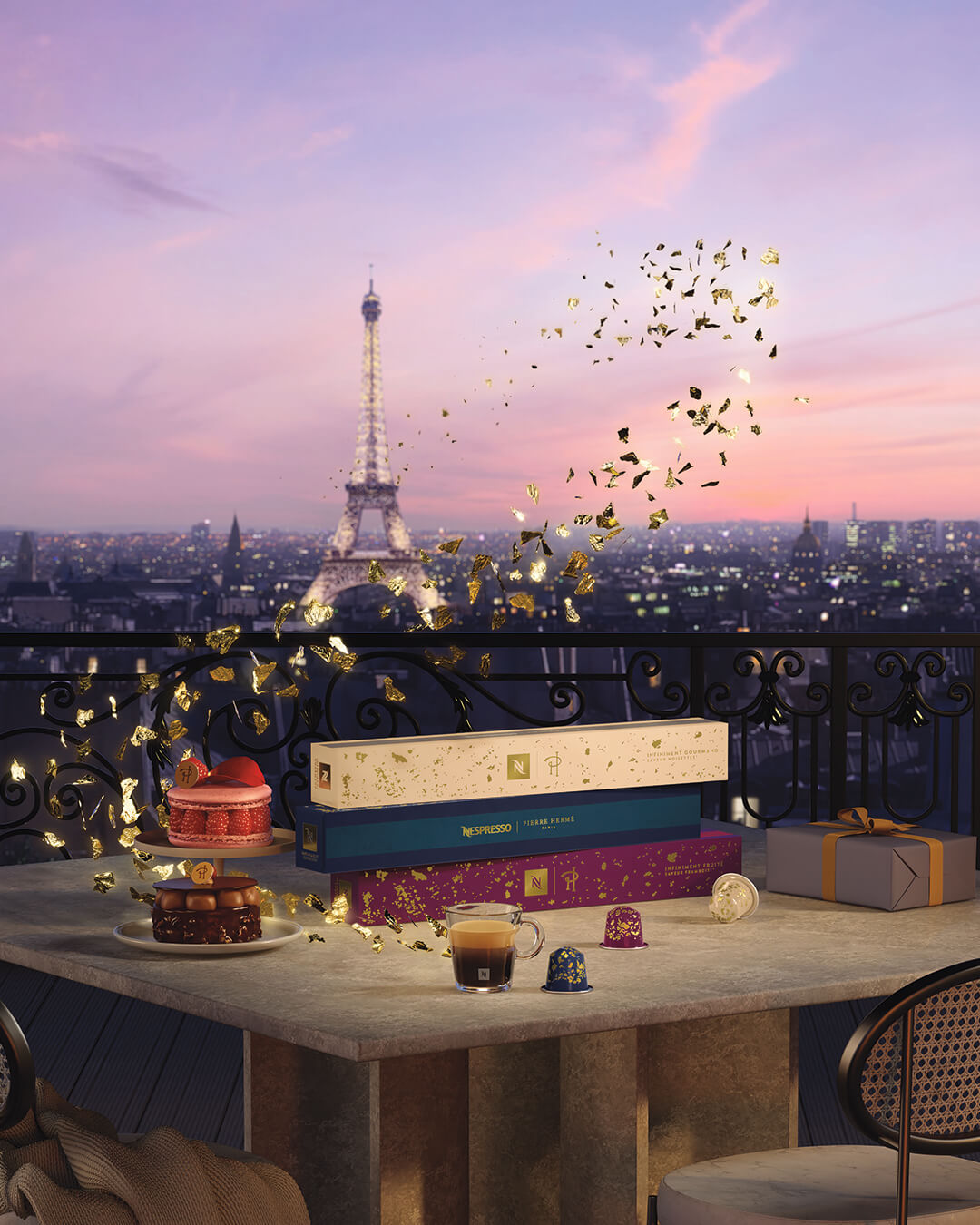 Rooftop in paris with Eiffel tower