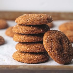 Stack of the best chewy ginger cookies