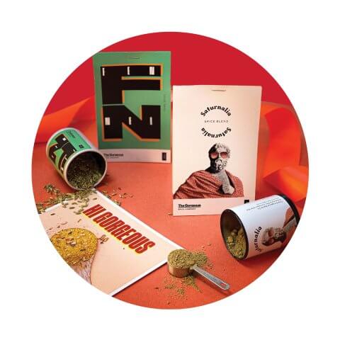 A collection of items that are part of a subscription gift set from Gorgeous Spice Co