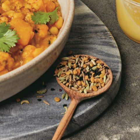 spices in wooden spoo