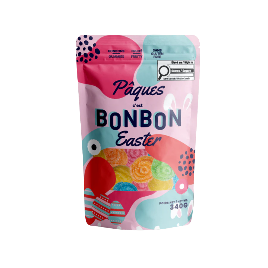 Colourful bag of gummies. 