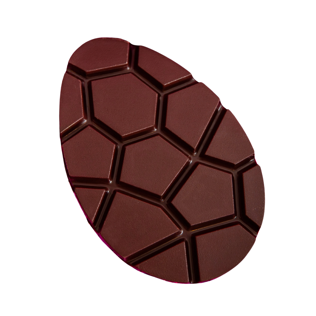 Egg-shaped chocolate bar.