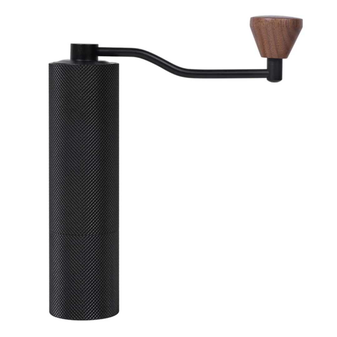 Slim black titanium coffee grinder.