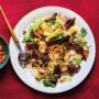 Fall-apart gochujang short ribs paired with a fresh rice noodle salad create a bold, flavour-packed dish that’s hearty enough to serve as a main.