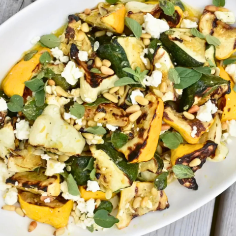 Recipe for healthy grilled patty pan squash salad
