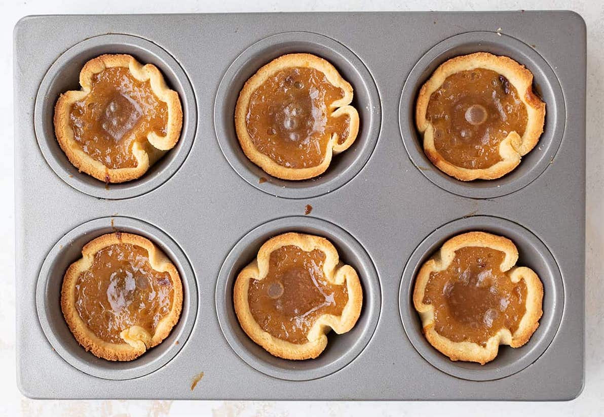 A silver tray of butter tarts