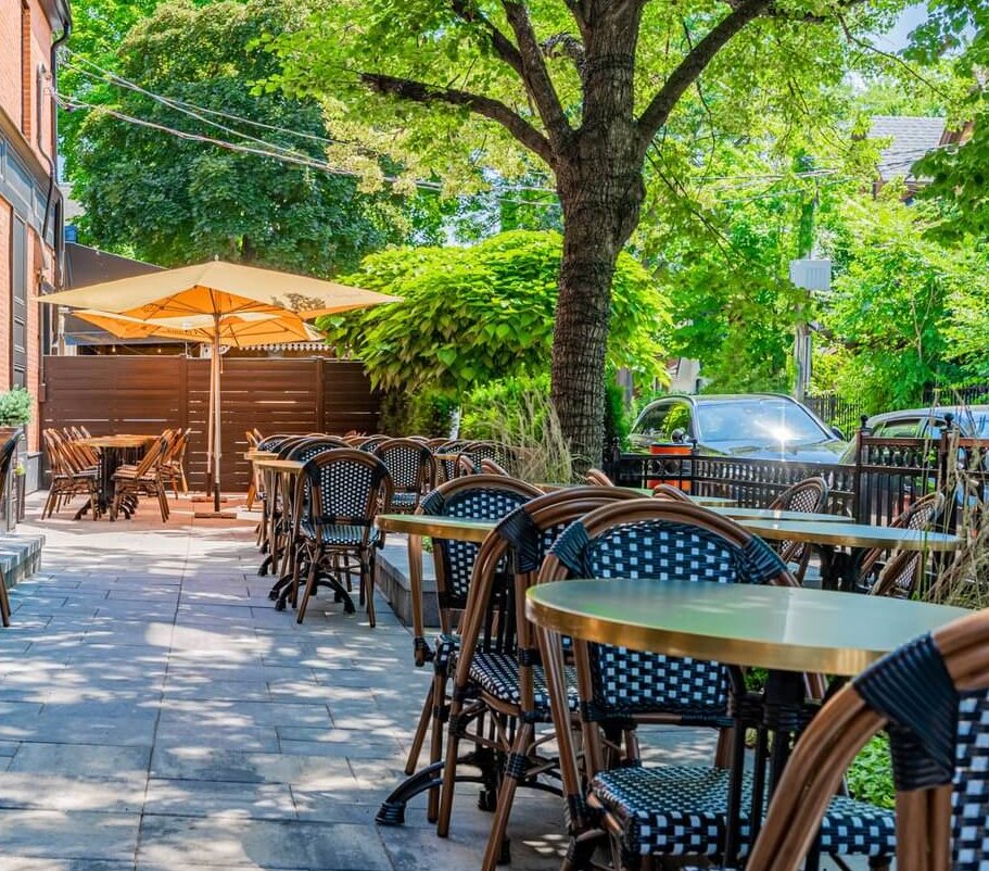 tables and chair on patio