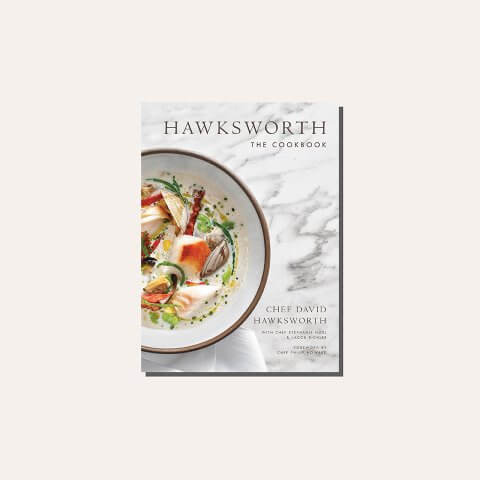 A cookbook cover in a light frame
