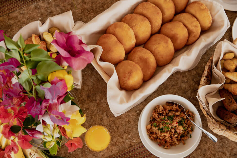 Overhead image food on table