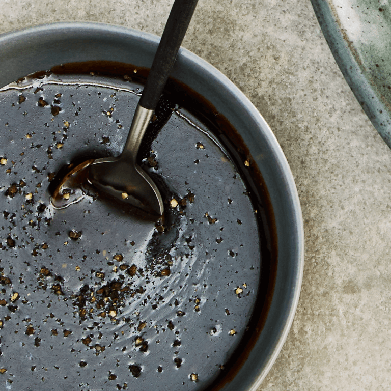 overhead image of salad dressing