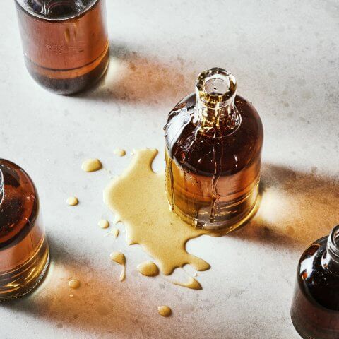 bottles of Canadian maple syrup
