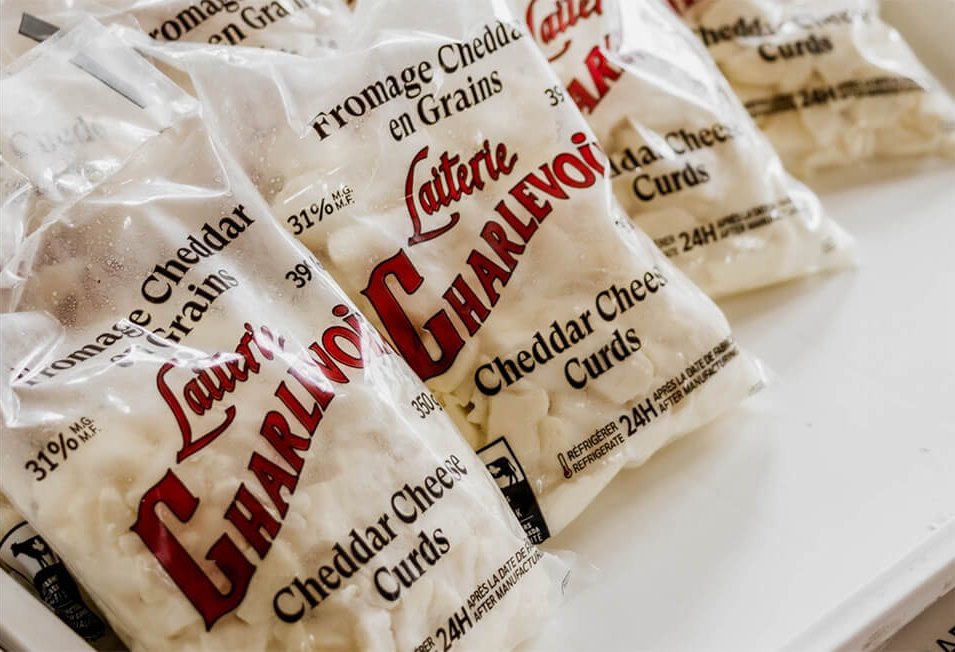 Packages of cheese curds