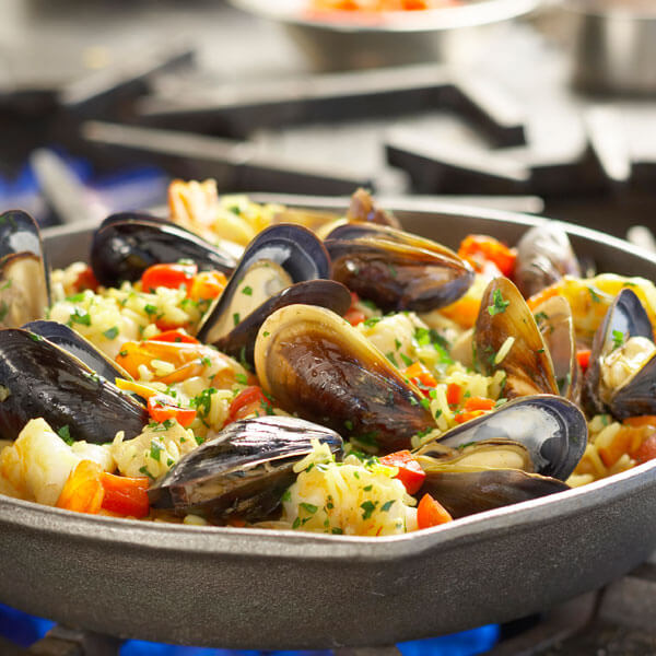 A dish of traditional paella