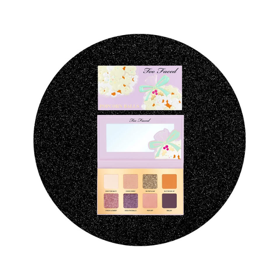 A purple eyeshadow palette over a sparkly black circle