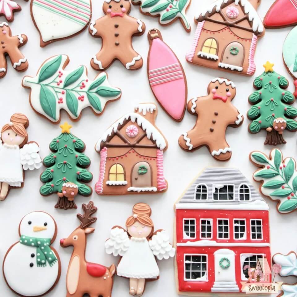 christmas cookies on a white backgroud