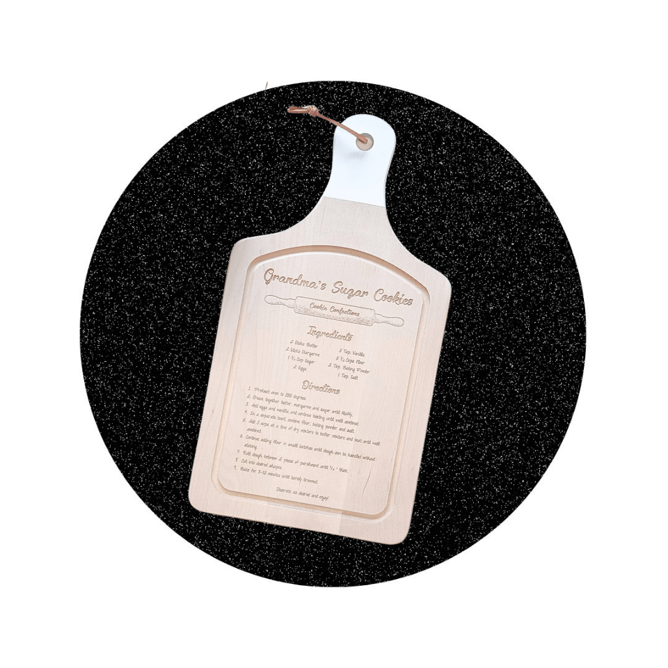 Made-in-Canada hand-crafted cutting board on black background