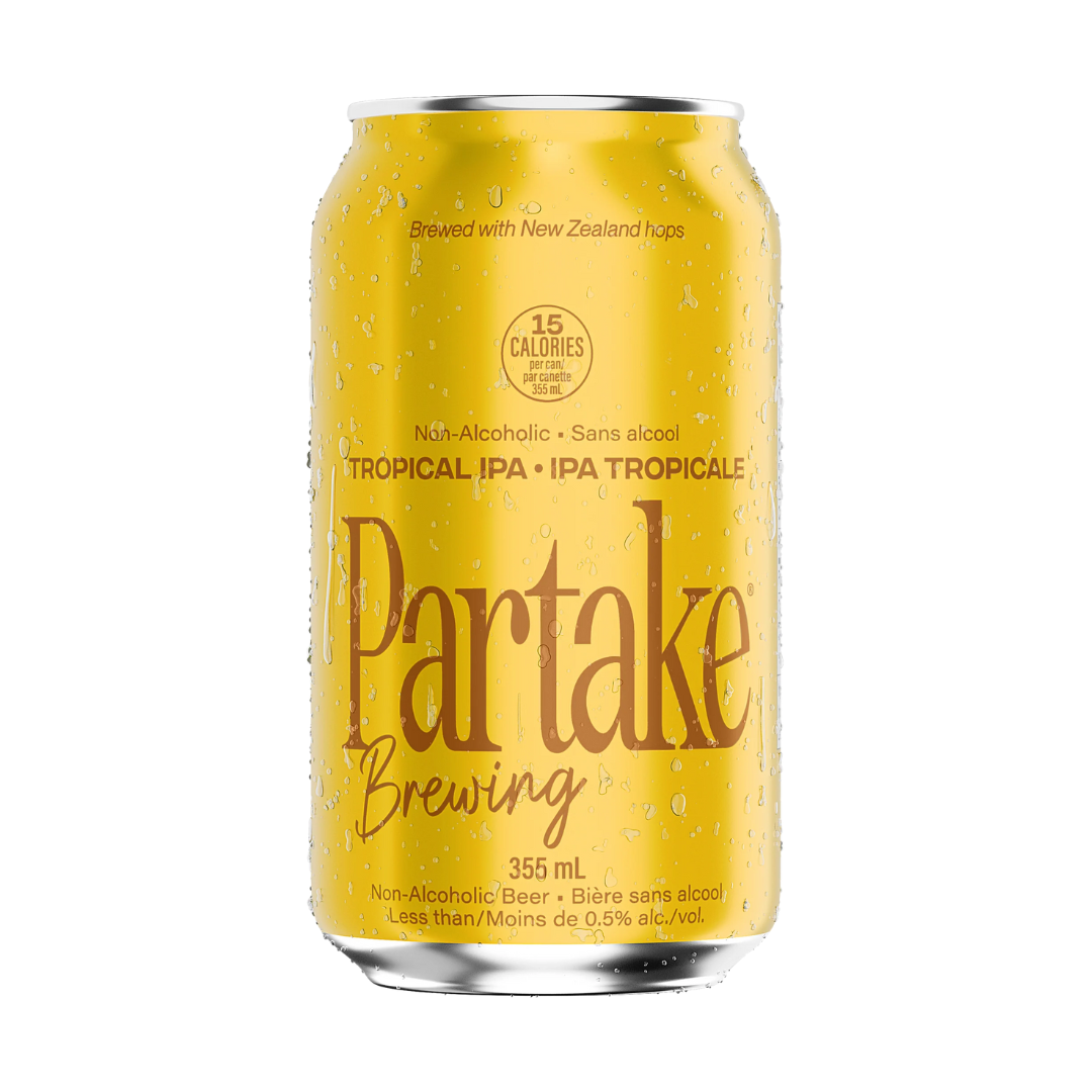 Yellow can of non-alcoholic beer. 