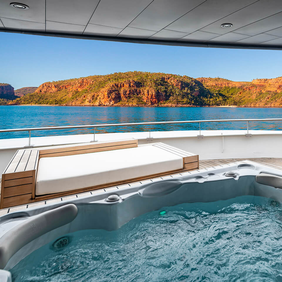 hot tub with view in background