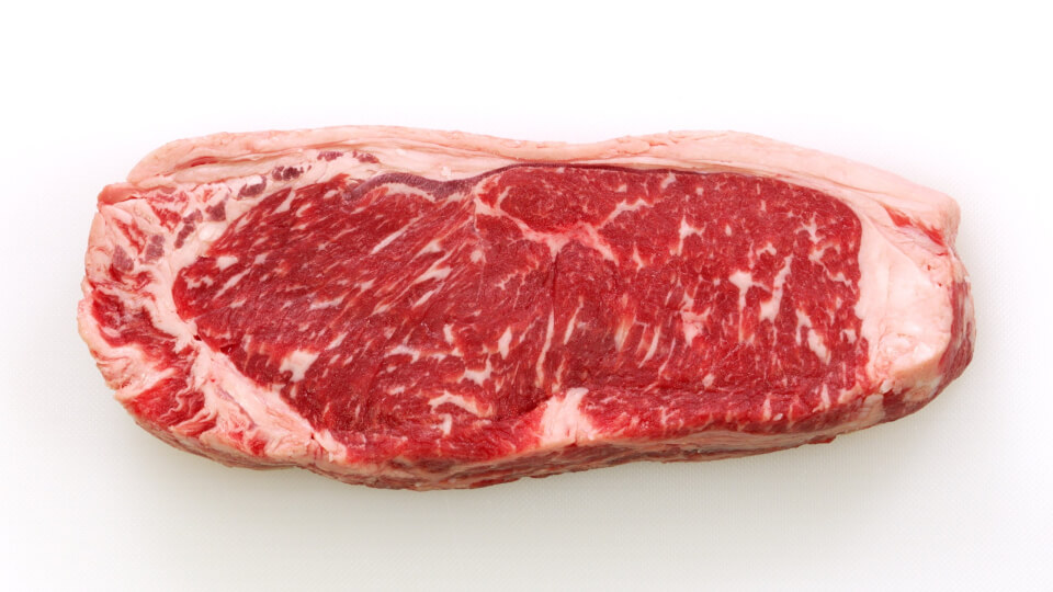 Prime Strip Loin on white background