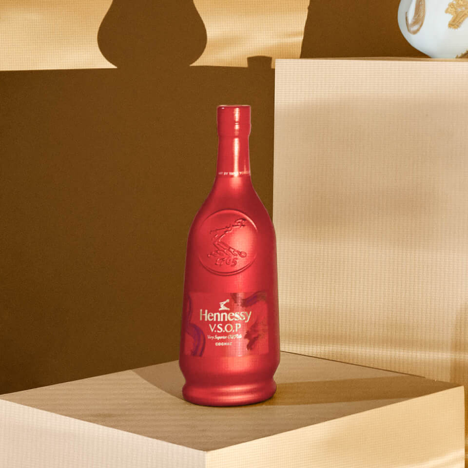 bottle of red hennesy