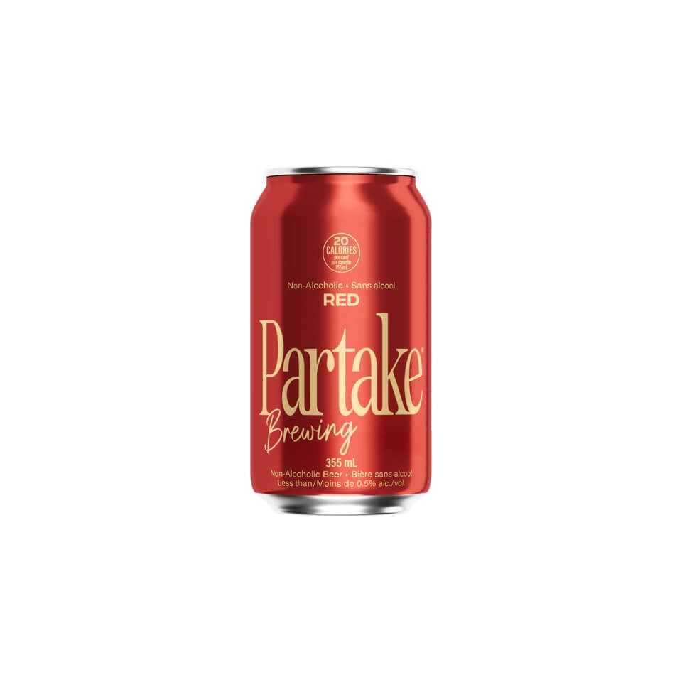 A red can with gold lettering