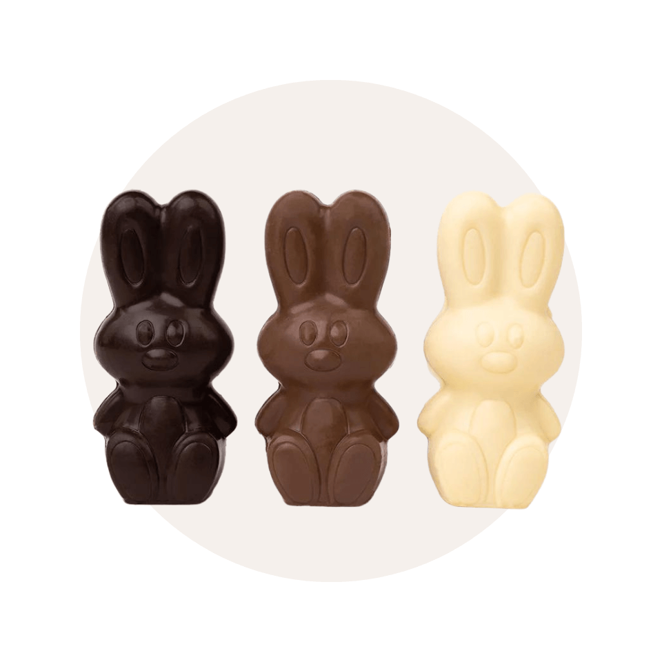 three chocolate rabbits