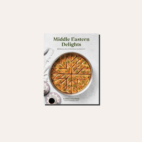 A book cover of Middle Eastern Delights in a light frame