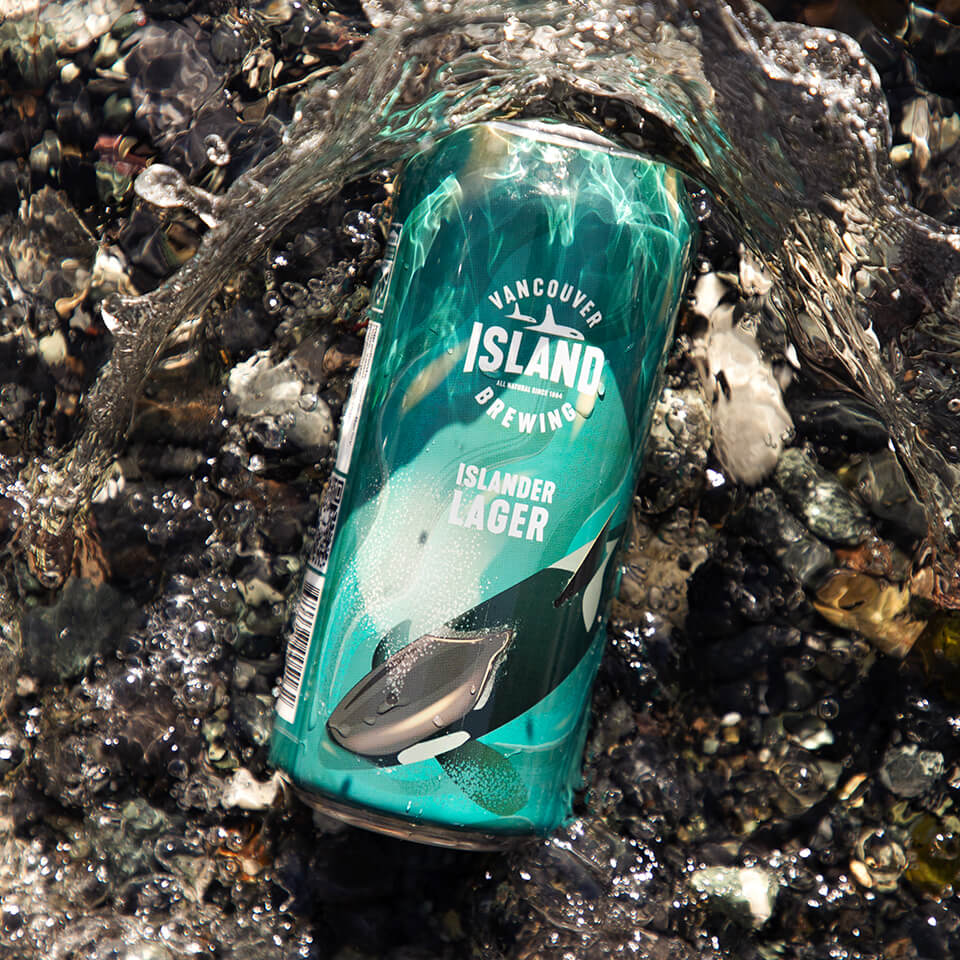 A can of beer in the water