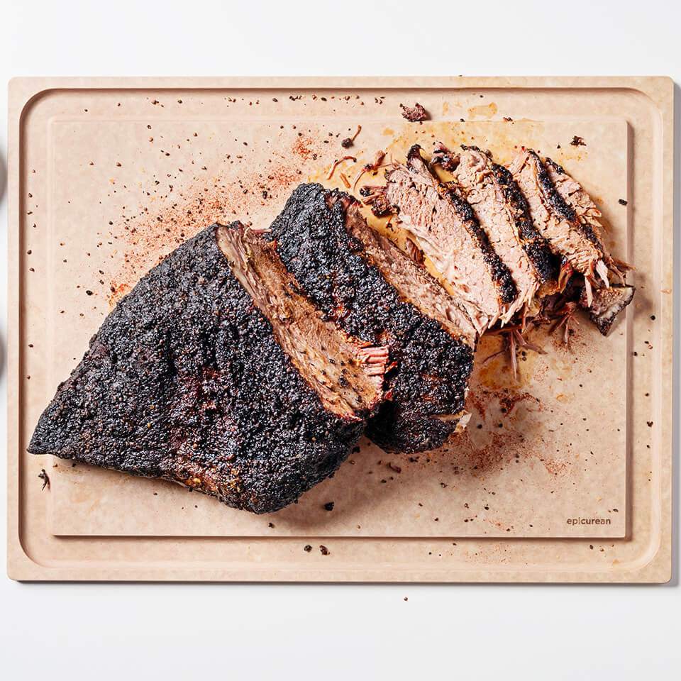 Meat sliced on a cutting board