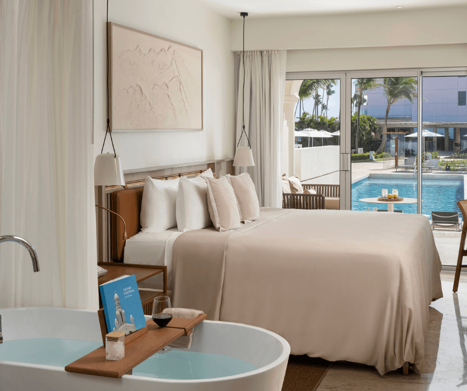 Luxury bedroom suite with pool access at Paradisus Palma Real