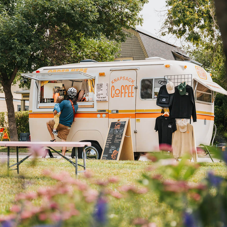 A white and orange trailer