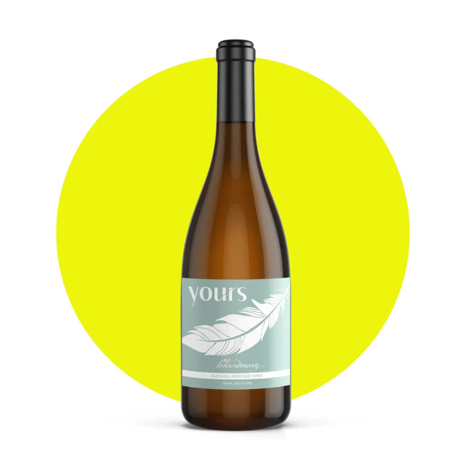 A bottle of wine over a neon yellow circle