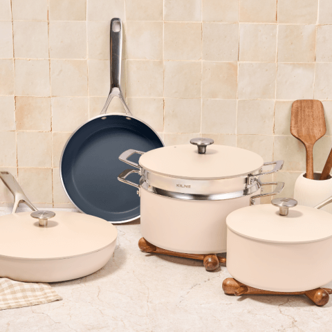 three pots and one frying pan