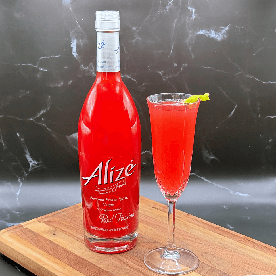 Bottle of Alizé Red Passion Liqueur- and Red Carpet Cocktail
