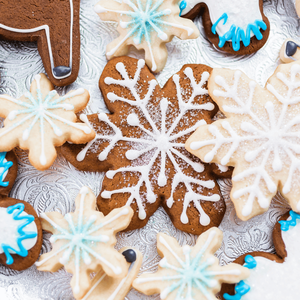 gingerbread and sugar cookies with icing piped are great for freezing