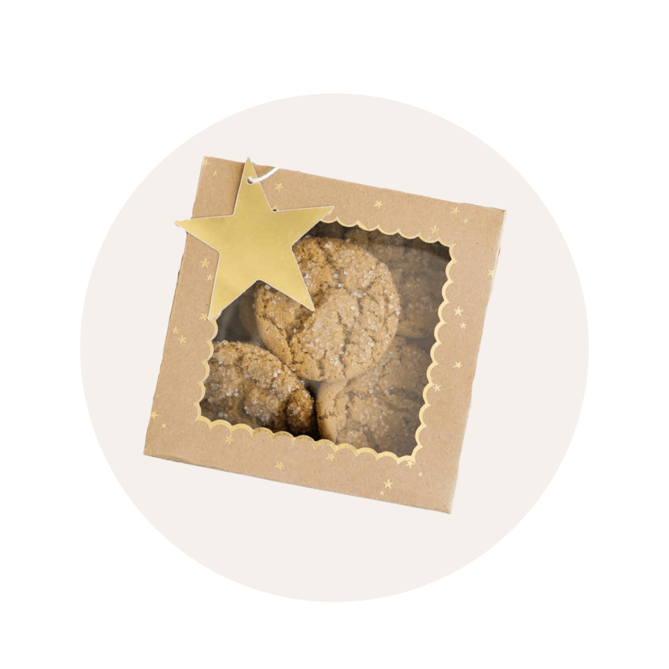 Cookie box with star and oatmeal cookes
