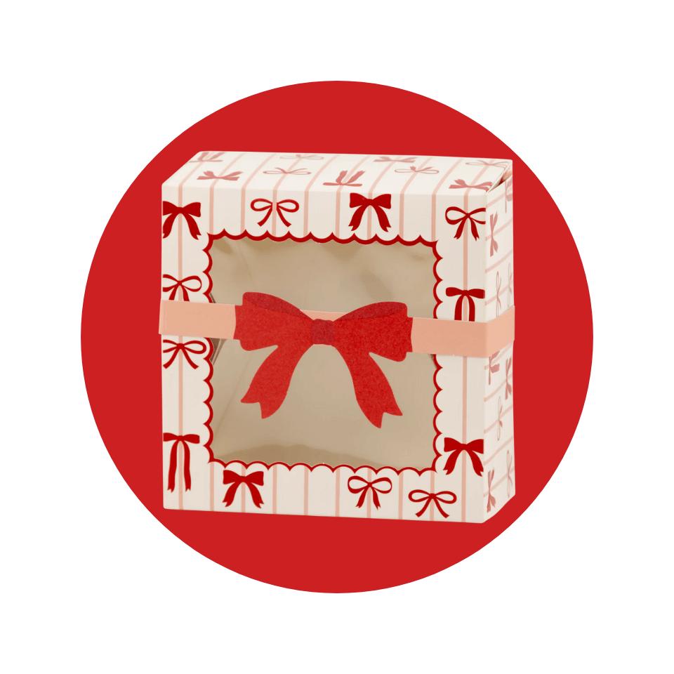 Red and Pink Bow Cookie Gift Box